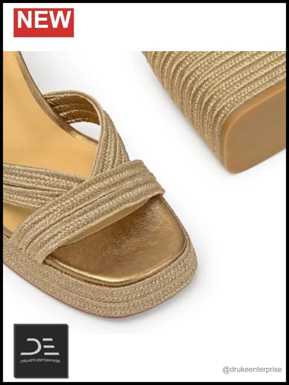 Metallic Platform Sandals Chunky Heel Square Toe Ankle Strap